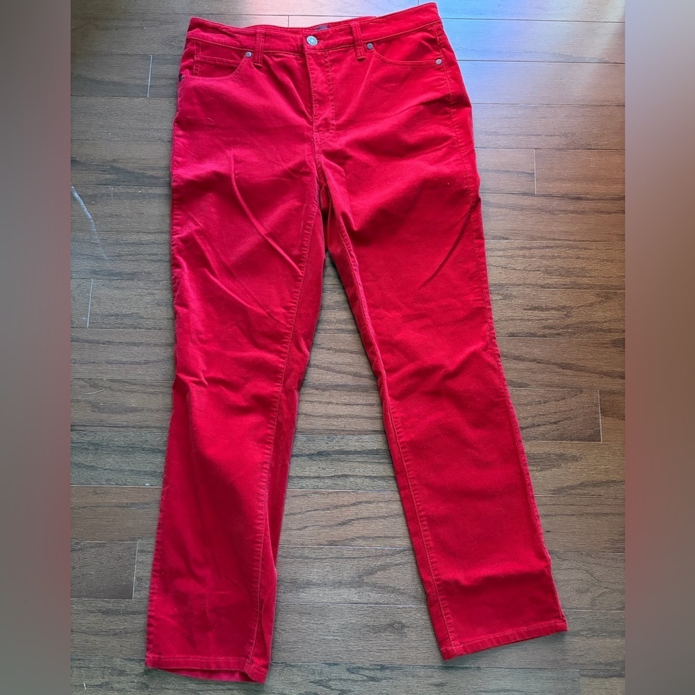 Talbots Red Corduroy Straight Leg Pants Size 8 Petite - Picture 2 of 4